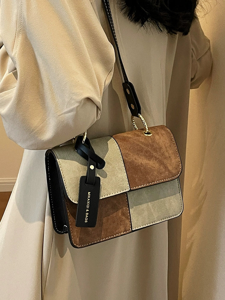 Women's Retro Contrasting Classic Handbag