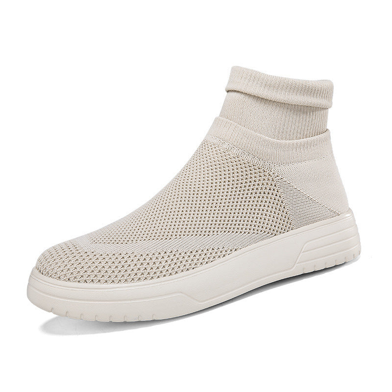 Men's Breathable Mesh High-Top Thick-Soled Shoes