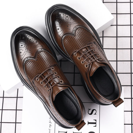Men's Leather Block Engraved Formal Shoes
