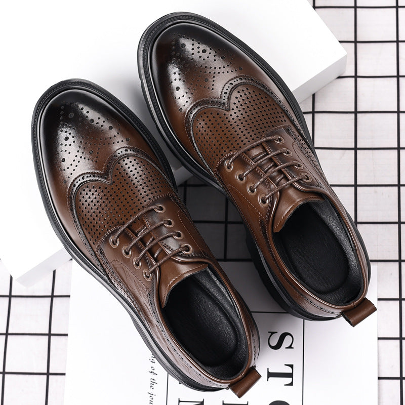 Men's Leather Block Engraved Formal Shoes