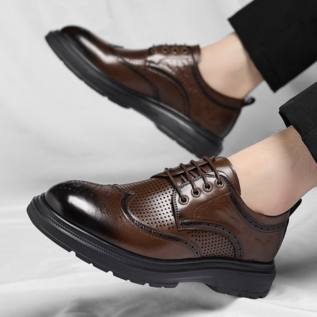 Men's Leather Block Engraved Formal Shoes