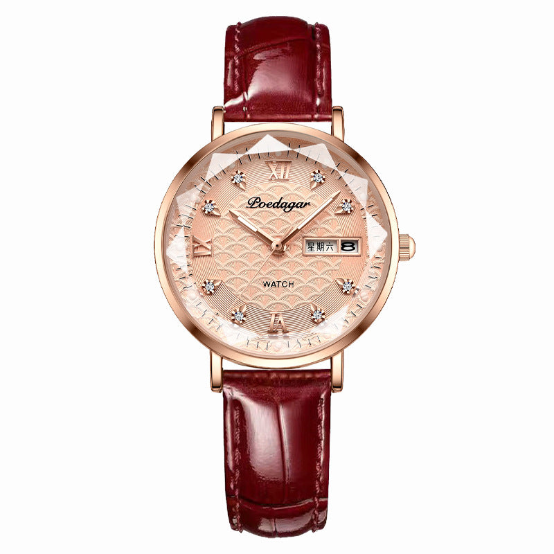Women's Waterproof Double Calendar Watch