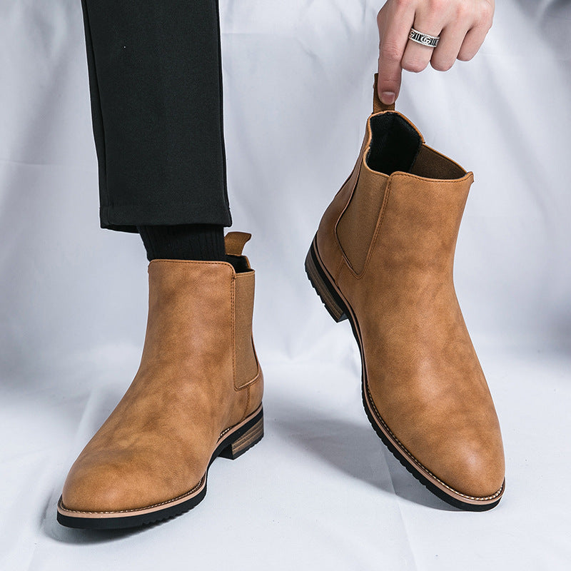 Men's Leather British Style Chelsea Boots Casual Shoes