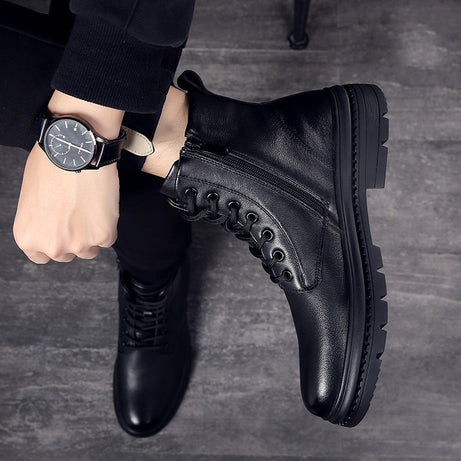 Men's Leather High-Top Black Martin Boot