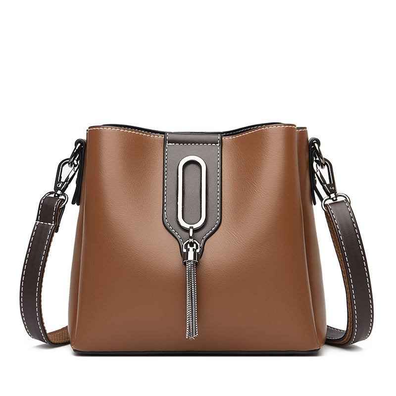 Women's Leather Stylish Chain Bucket Bag