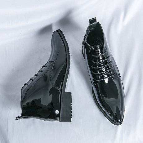 Men's Leather Fashion High-Top Pointed Boots
