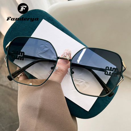 Women's Large Frame Polygon UV Protection Sunglasses