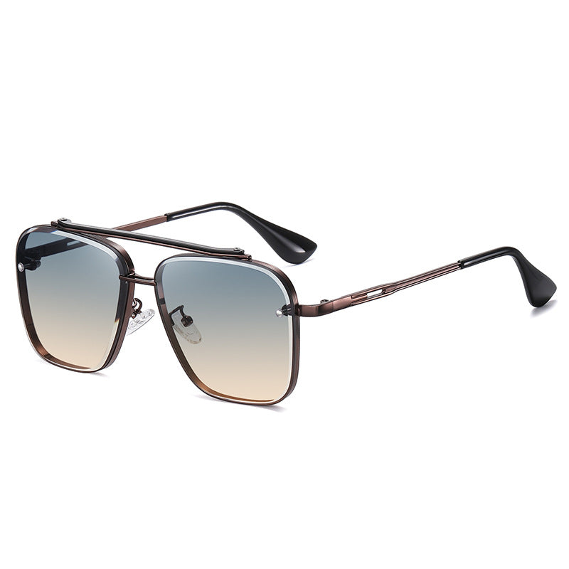 Men's Colorful Two-color Large-frame Metal Sunglasses