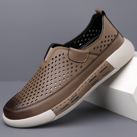 Men's Leather Hollow Breathable Shoes (In Stock)