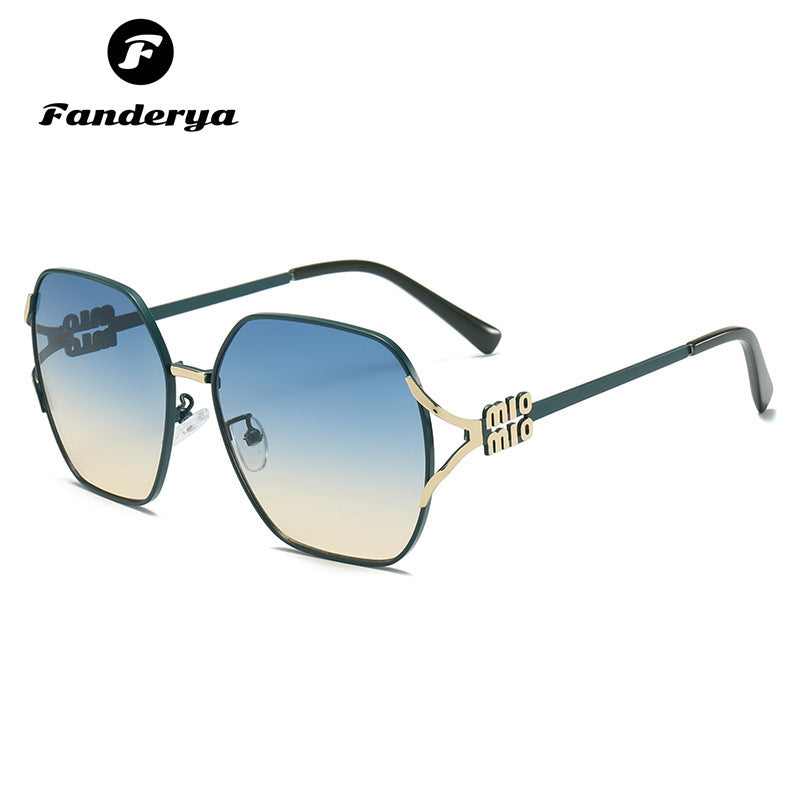 Women's Large Frame Polygon UV Protection Sunglasses