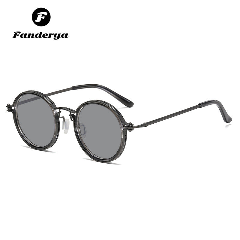 Men's Round Frame Retro Trendy Sunglasses