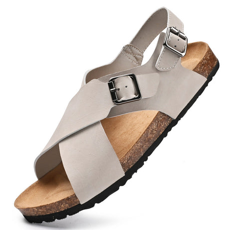 Men's Leather Trendy Cork Footbed Sandals