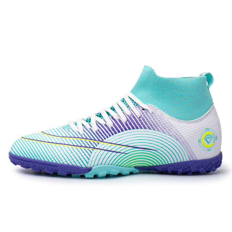 Men's Fly-Knitting High-Top Football Turf Sports Shoes