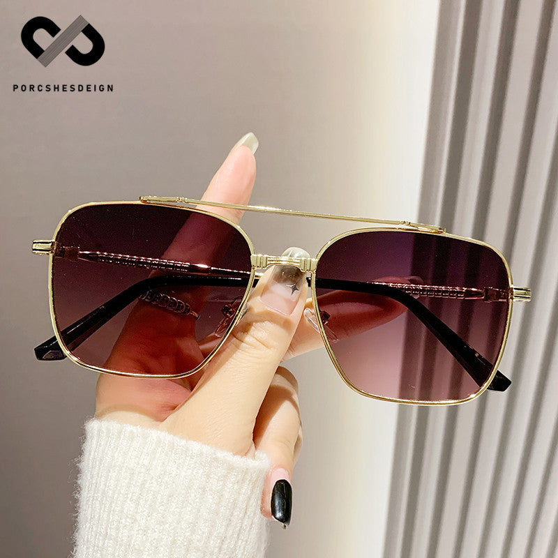 Women's  Metal Square  Large-frame UV-proof Sunglasses