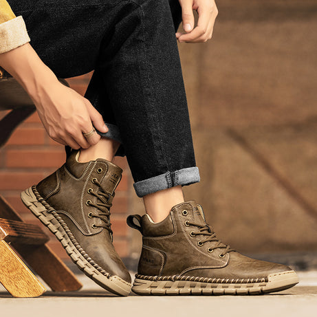 Men's Genuine Leather Wear-Resistant Casual Boots