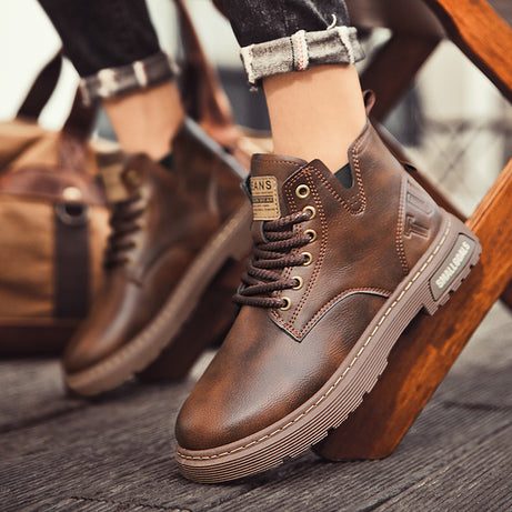Men's Leather High-top Martin Boots Shoes