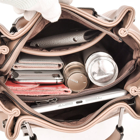 Women's Soft Leather Trendy Shoulder Bucket Bag