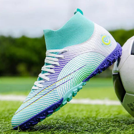 Men's Fly-Knitting High-Top Football Turf Sports Shoes