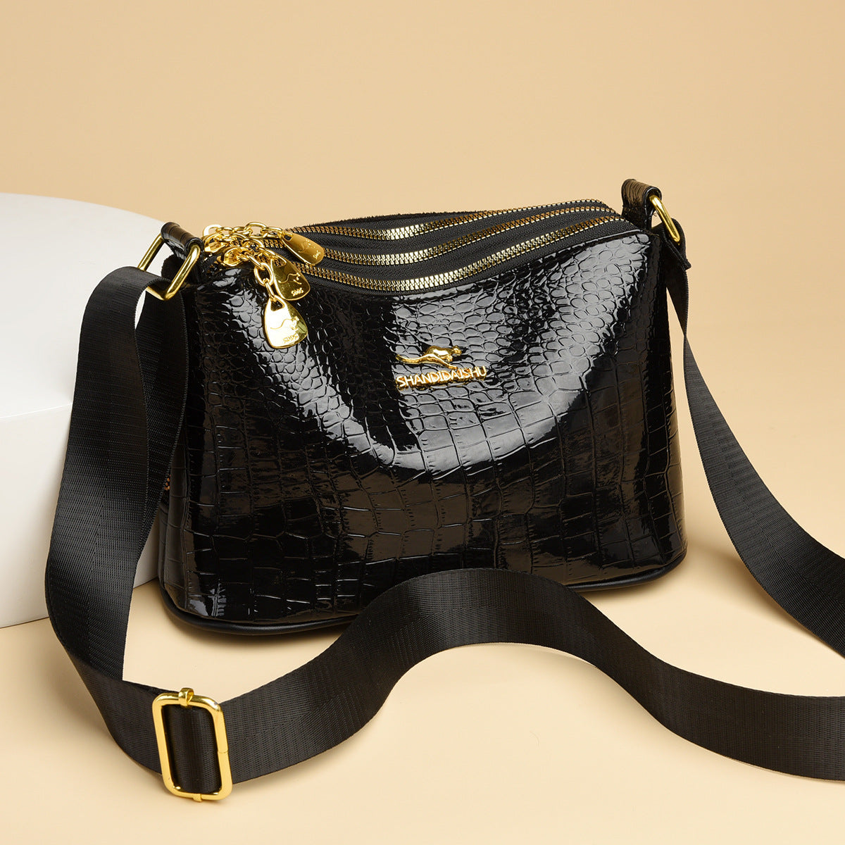 Women's Leather Crocodile Texture Crossbody Bag | Trendy Shoulder Bag