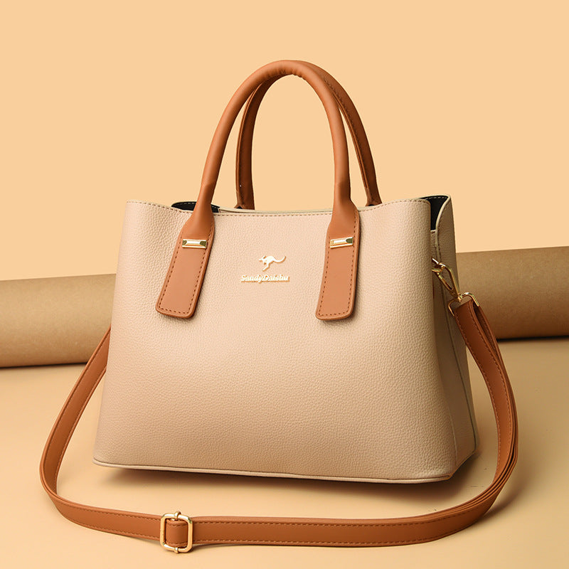 Women's Leather Double Magnetic Buckle Bag | Stylish Hand Bag