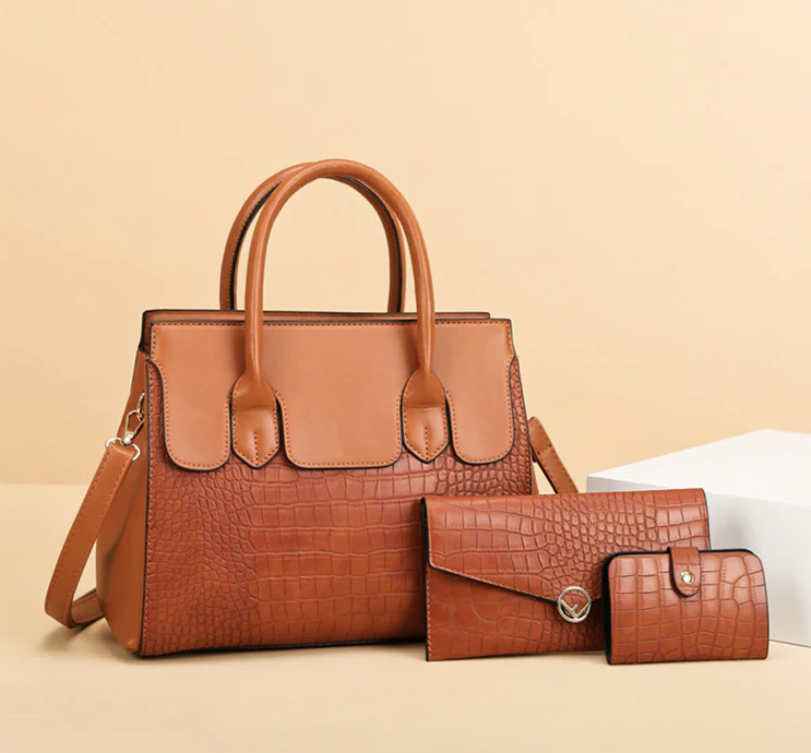 Women's Leather Shoulder Handbag Set | Stylish Classic Hand Bag