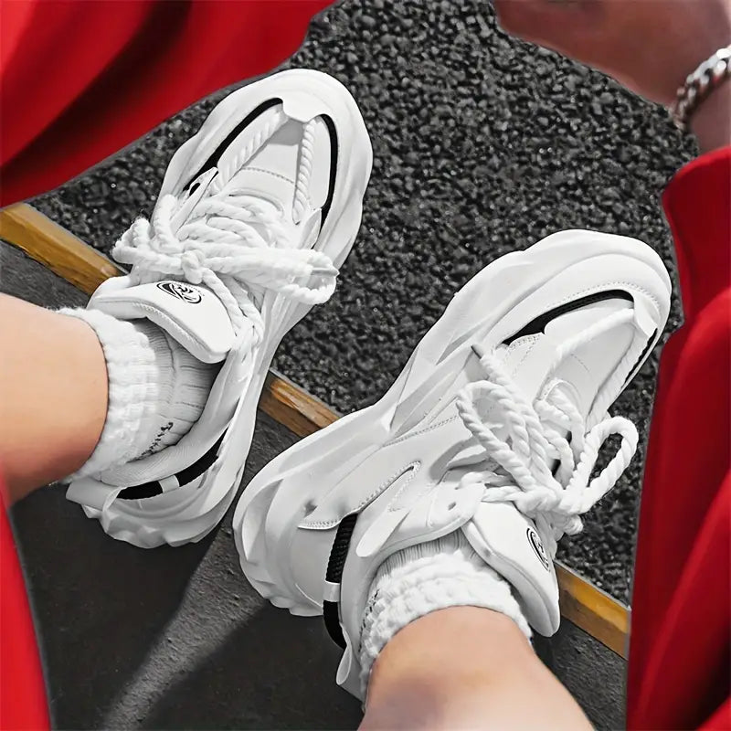 Men's Leather High-Top Chunky Casual Sneakers