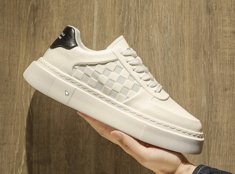 Men's Versatile Genuine Leather Casual White Sneakers