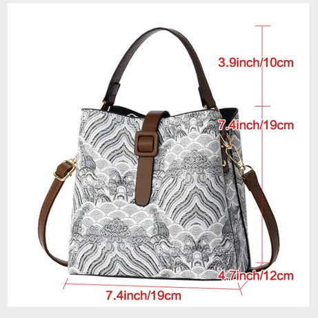 Women's Crossbody Bucket Bag Embroidery Bag