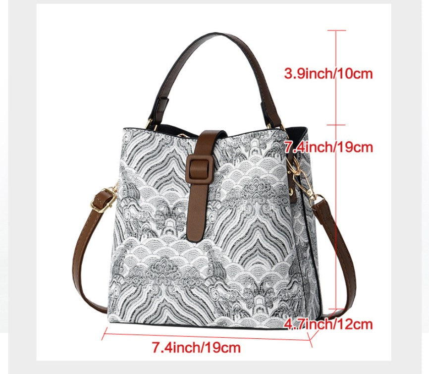 Women's Crossbody Bucket Bag Embroidery Bag
