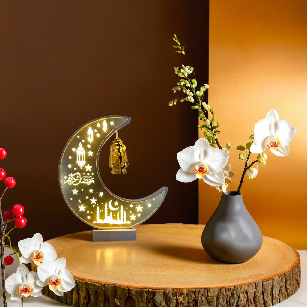 Arabic Moon Lanterns Warm Lights with Crescent Moon LED Lamp (803)