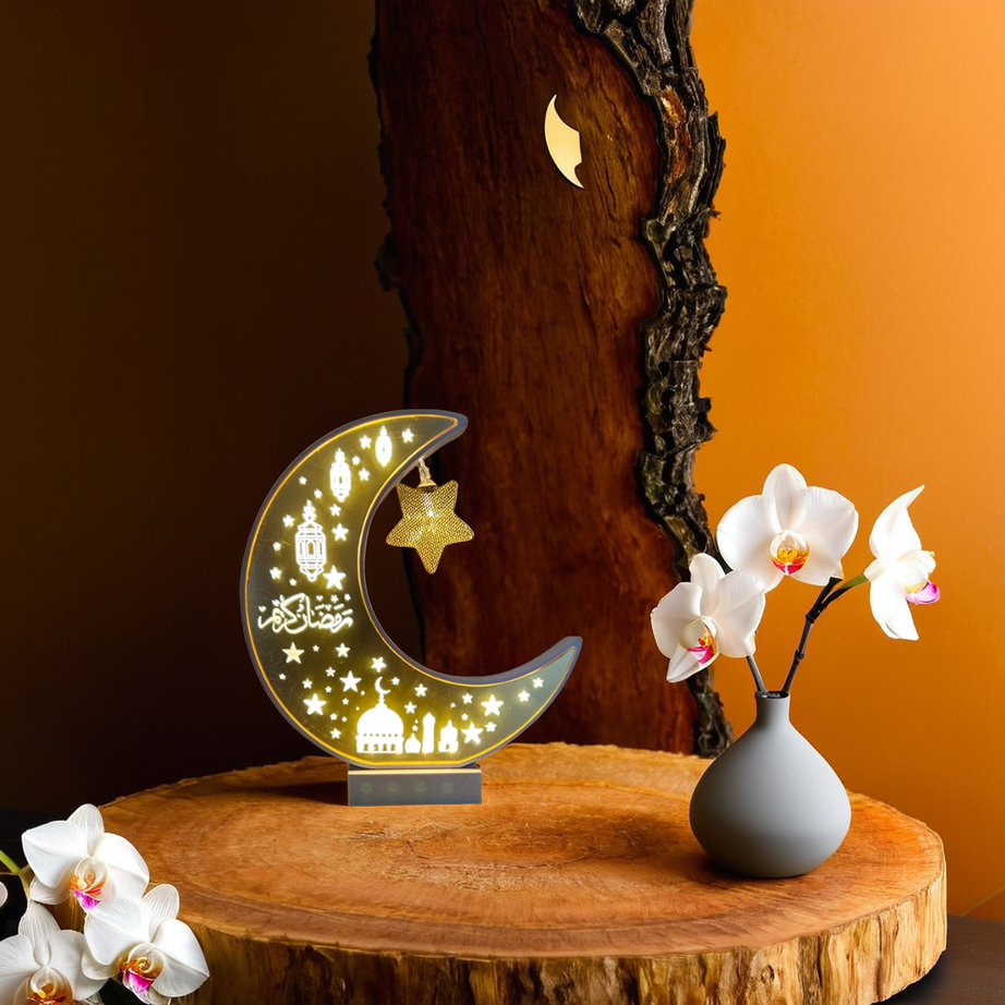 Arabic Moon Lanterns Warm Lights with Crescent Moon LED Lamp (803)