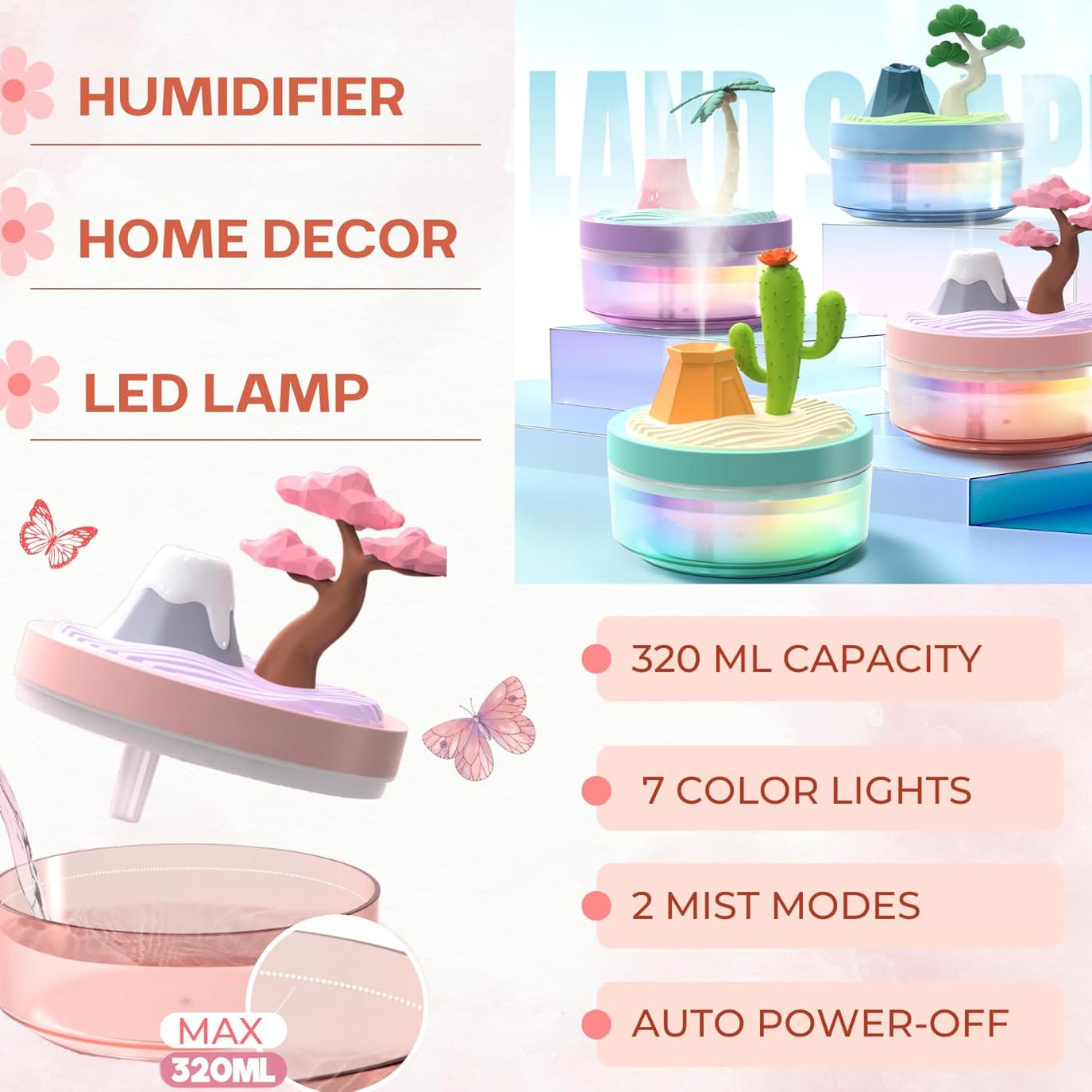 Portable Cute Plant & Landscape Mini Air Humidifier