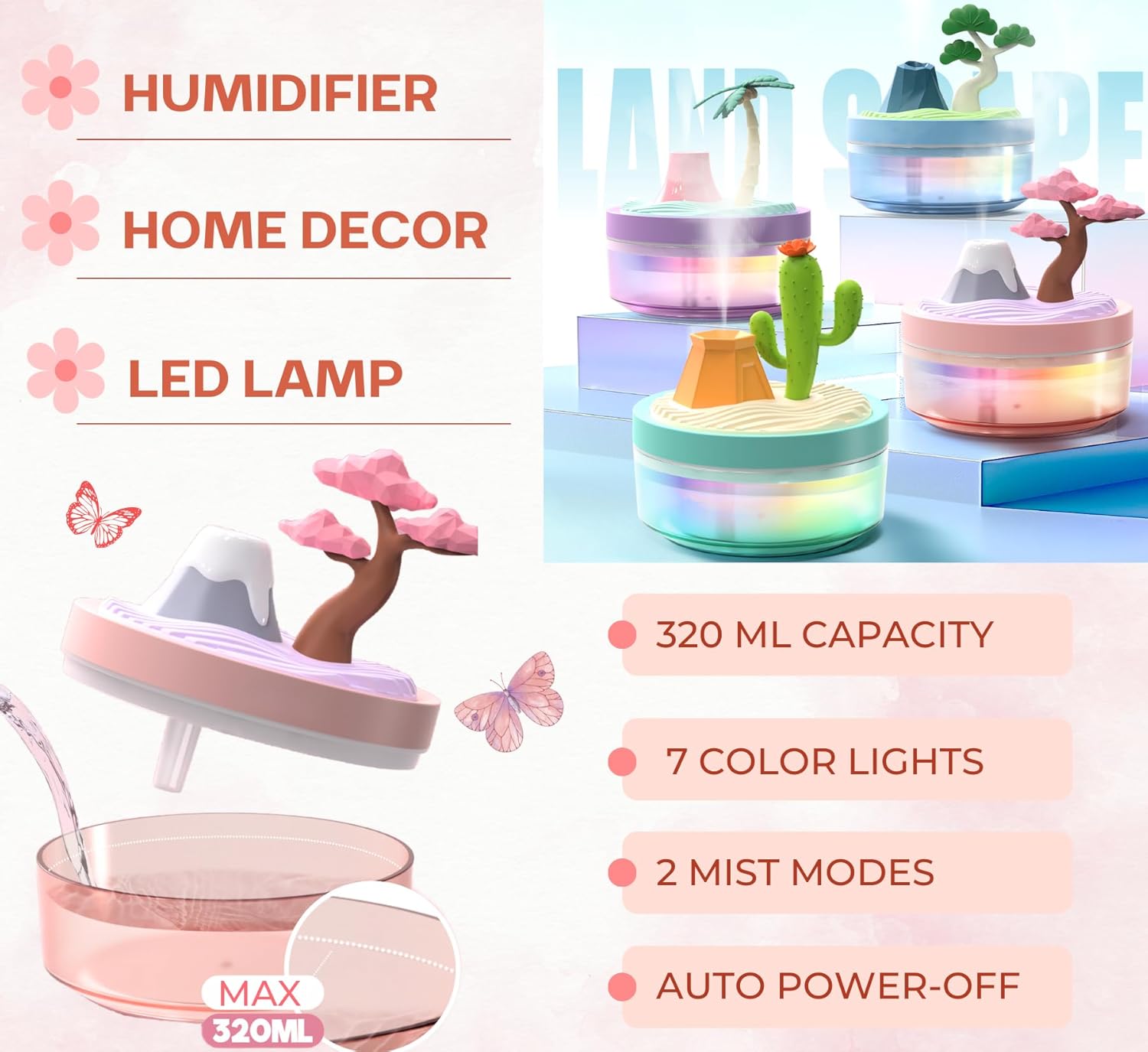 Portable Cute Plant & Landscape Mini Air Humidifier