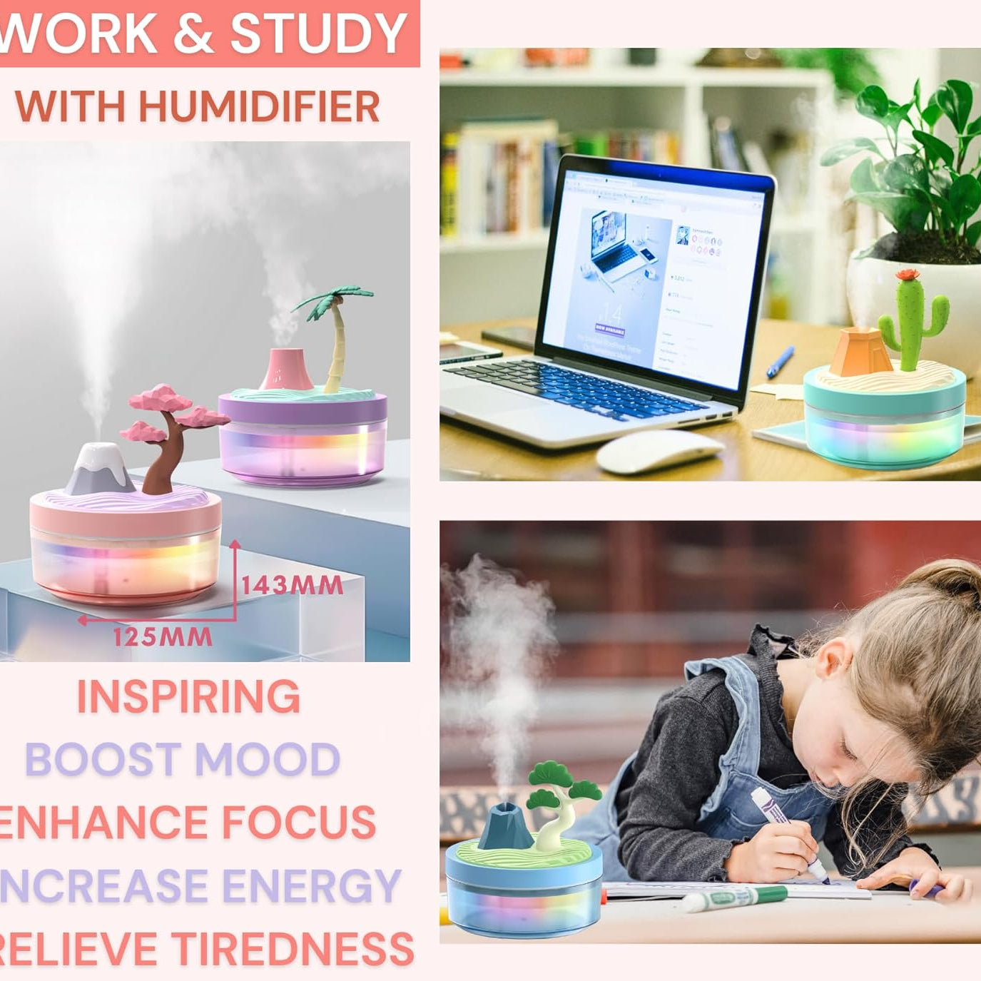 Portable Cute Plant & Landscape Mini Air Humidifier